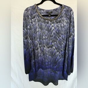 Alfani Blue-Purple and Black Patterned Blouse